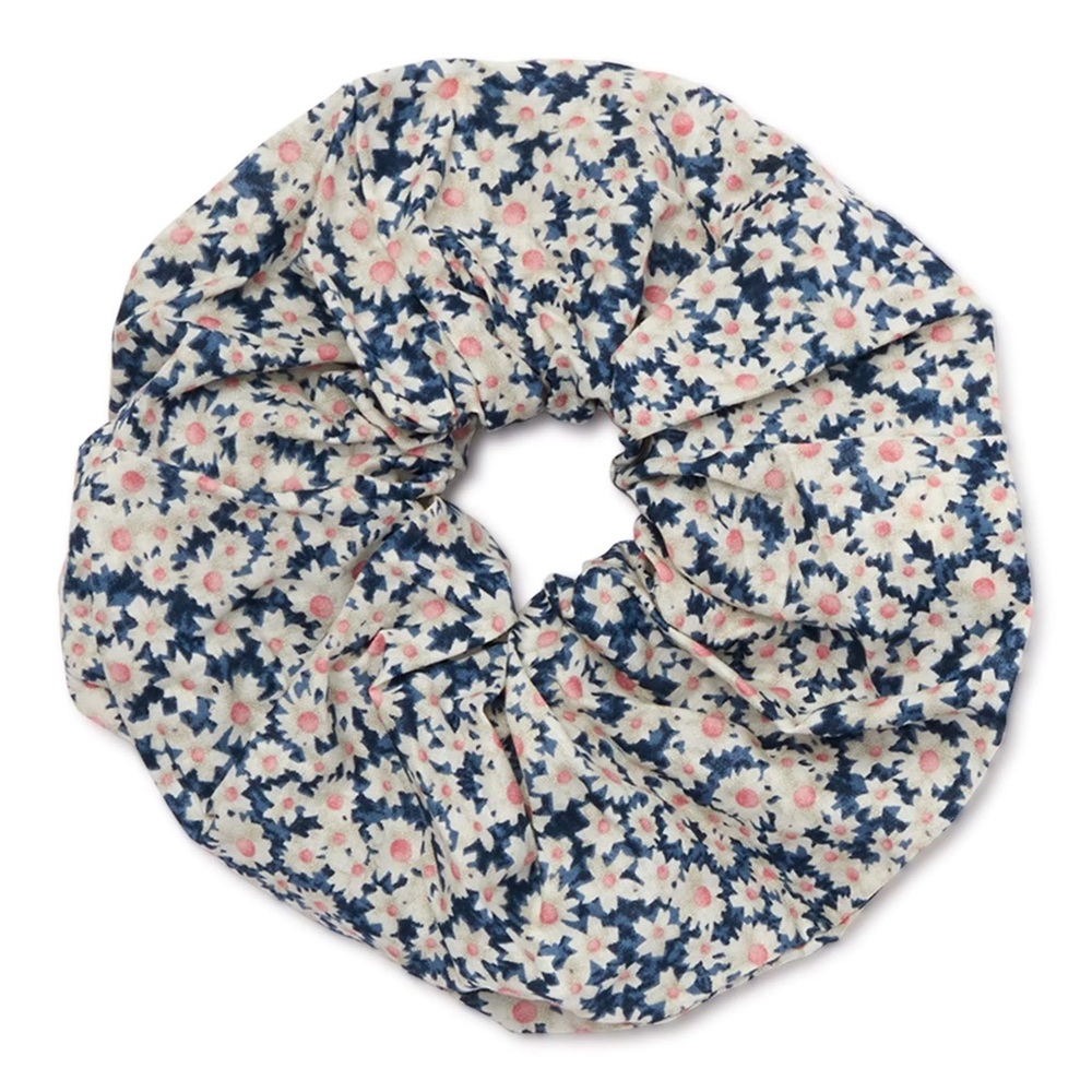 NORDSTROM Ivory & Navy Blue Ditzy Floral Mega Scrunchie Hair Band Poofy Hair Tie